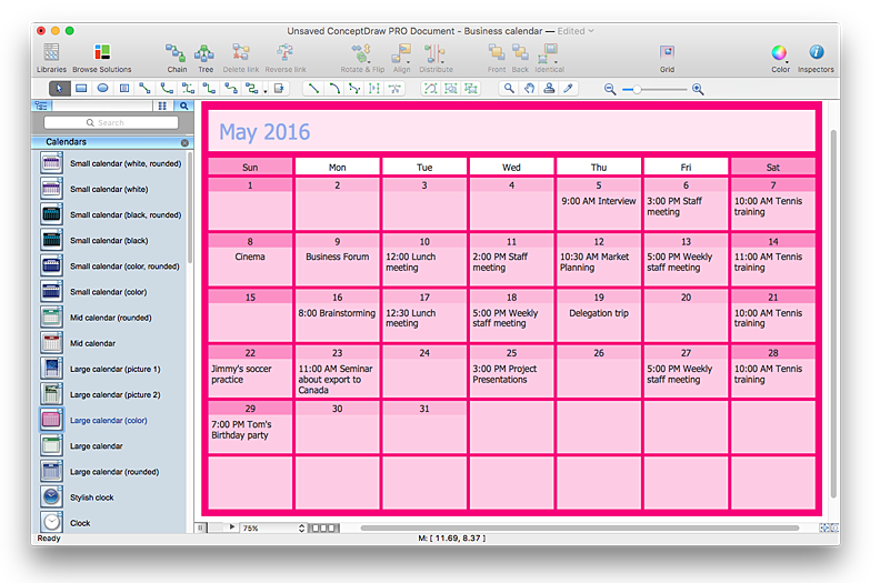 monthly business calendar for mac